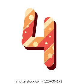 retro number four font on white background