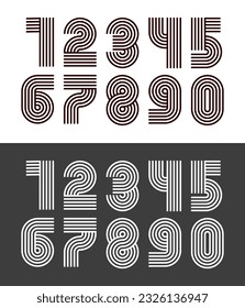 retro number with line art style vector design