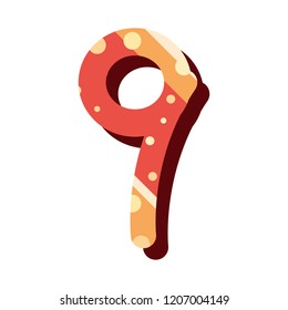 retro number nine font on white background