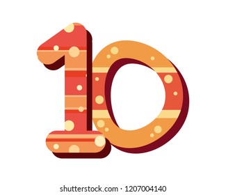retro number ten font on white background