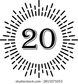 Retro Number Twenty Graphic Element for 20th Anniversary or Birthday