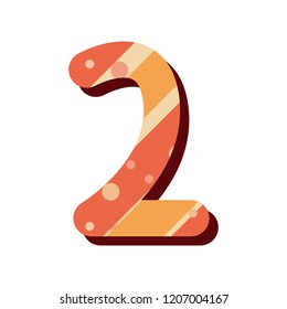 retro number two font on white background