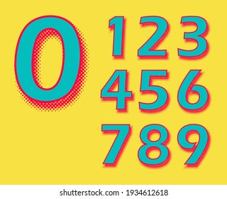 Retro numbers with halftone effect.