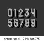 Retro numbers set made 3D style, old numerals 0 to 9, vector illustration 10EPS