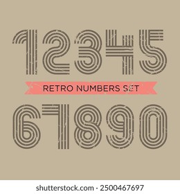 Retro numbers set  vector  illustration