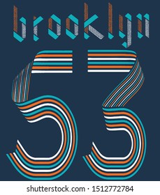 retro numbers vector graphic varsity