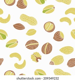 Retro nuts seamless pattern. Vector illustration.