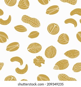 Retro nuts seamless pattern. Vector illustration.