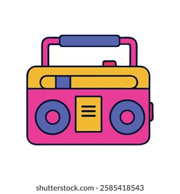 Retro object boombox pink illustration