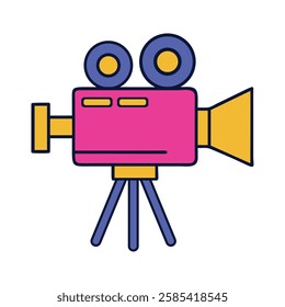 Retro object film camera pink illustration