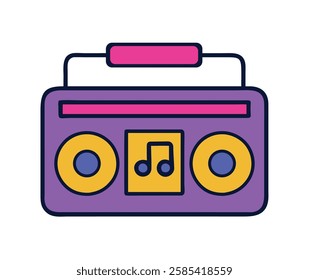 Retro object portable radio pink illustration