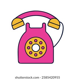 Retro object rotary phone pink illustration