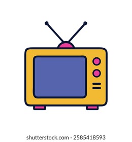 Retro object television yellow illustration