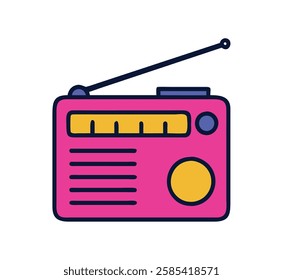 Retro object transistor radio pink illustration