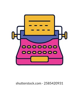 Retro object typewriter pink illustration