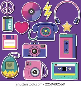 Retro objects and elements set illustration