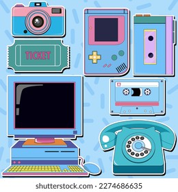 Retro objects and elements set illustration