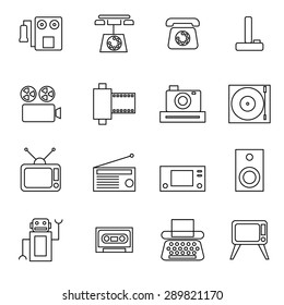 retro objects line icons set vector illustration For Mobile, Web And Applications