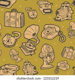 Retro objects seamless pattern 
