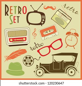 retro objects set. vector illustration