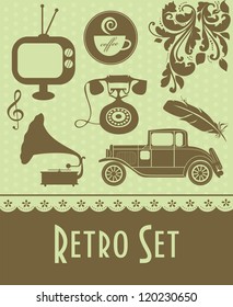 retro objects set. vector illustration