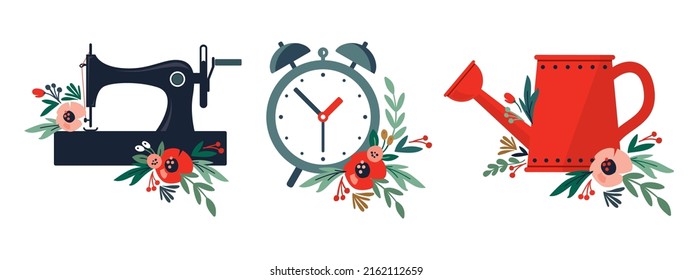 Retro objects vector illustration set