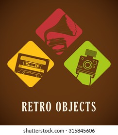 Retro objects and vintage media design, vector illustration