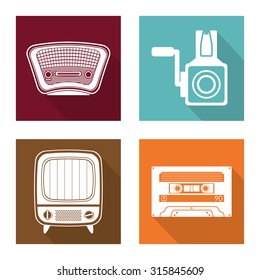Retro objects and vintage media design, vector illustration