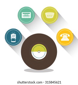 Retro objects and vintage media design, vector illustration