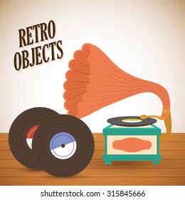 Retro objects and vintage media design, vector illustration