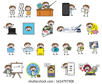 Retro Office Guy - Collection of Concepts Vector illustrations