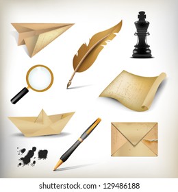 Retro office icon set