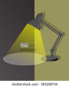 Retro office lamp with black background, vector with copy space 
