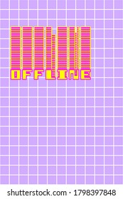 Cita retro sin conexión en fuente píxel con fondo de cuadrícula de arte vectorial.