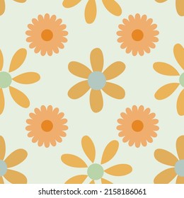 retro off-white flowers Seamless Vector Pattern