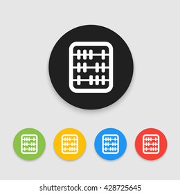 Retro old abacus icon. Colored abacus icon in material design style.