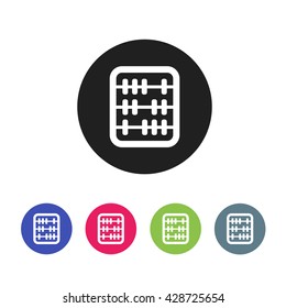Retro old abacus icon. Colored abacus icon in material design style.
