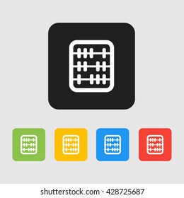 Retro old abacus icon. Colored abacus icon in material design style.
