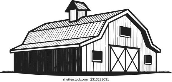 Retro old barn farm house logo icon design vector isolated on white background.