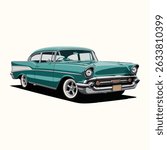 Retro old car vector illustration. Classic american car.