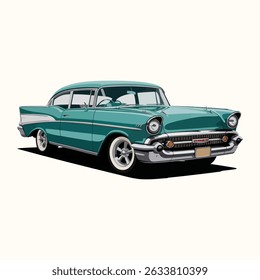 Retro old car vector illustration. Classic american car.