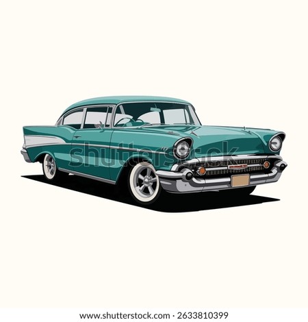 Retro old car vector illustration. Classic american car.