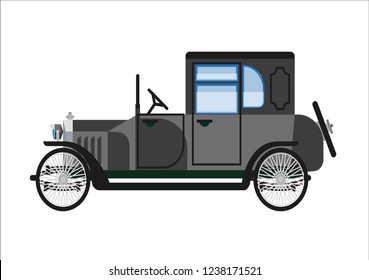 Retro old car or vintage retro collector vehicle auto vector flat icon