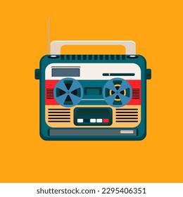 retro old cassette recorder vector flat illustration eps 10