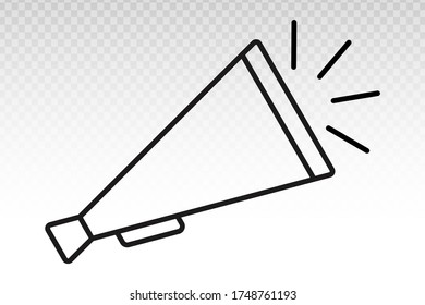 Retro old megaphone with sound line art icon for apps and websites