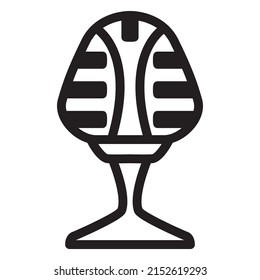 Retro old microphone icon podcast. Voice record.Studio misc mic equipment.Outline vector illustration. Isolated on white background.