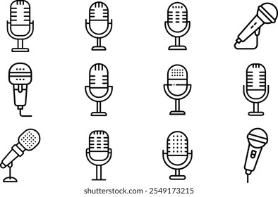 Retro or old microphone - Podcast audio and music recording symbol - Capturing audio. microphone icon. mic symbol vector illustration. EPS 10.