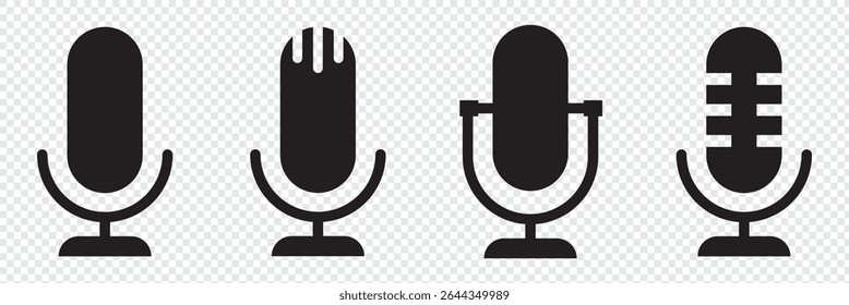 Microfone retrô ou antigo - Símbolo de gravação de áudio e música Podcast - Capturando áudio. ícone de microfone. ilustração vetorial de símbolo de microfone. EPS 10.