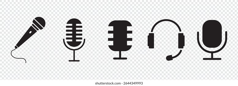 Microfone retrô ou antigo - Símbolo de gravação de áudio e música Podcast - Capturando áudio. ícone de microfone. ilustração vetorial de símbolo de microfone. EPS 10.