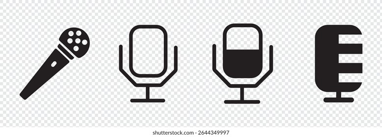 Retro or old microphone - Podcast audio and music recording symbol - Capturing audio. microphone icon. mic symbol vector illustration. EPS 10.